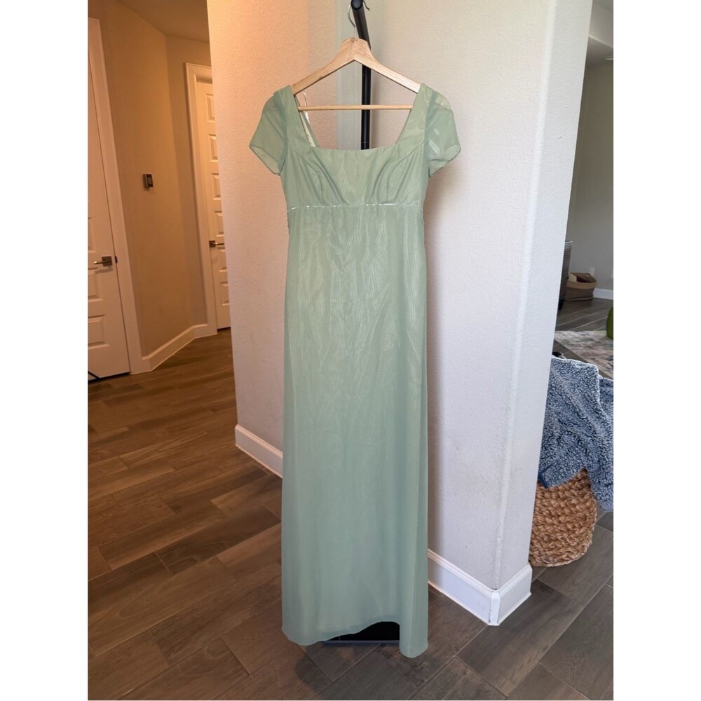 Alfred Angelo Sage Green Maxi Dress with Sweetheart Neckline 2